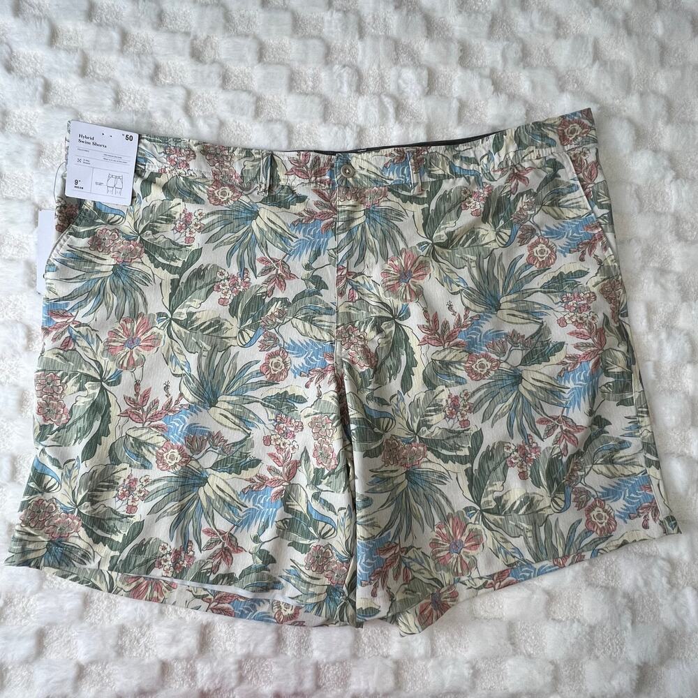 Goodfellow Hybrid Swim Shorts Mens 50 Tropical Stretch 9” Inseam NWT